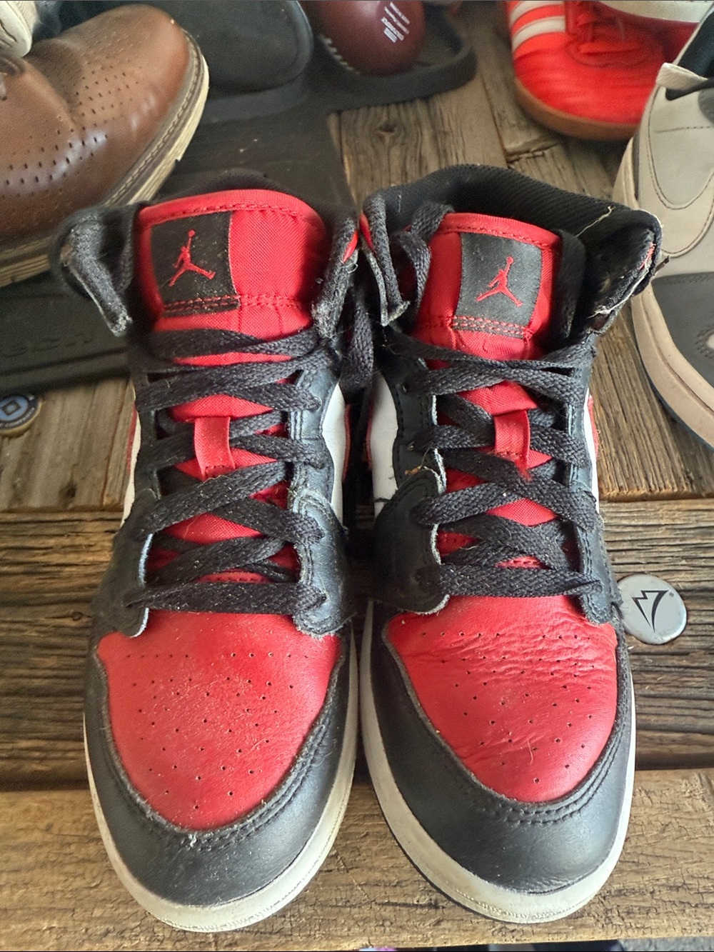 Jordan Kids Black and Red High-Top Sneakers